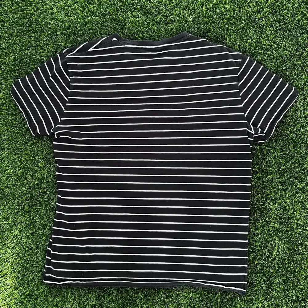 Polo Ralph Lauren Striped T-Shirt Size M Black White Logo Tee